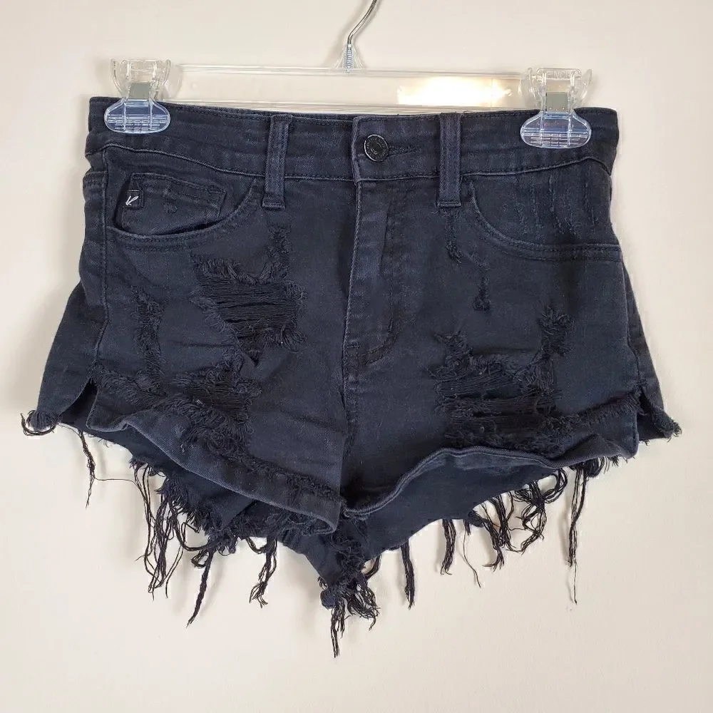 Kancan Black Ripped Distressed Jean Shorts Size 24